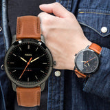 Buy Shop Fossil The Minimalist Black Dial Brown Leather Strap Watch for Men - FS5305 USA Online