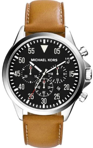 Buy Shop Michael Kors Gage Chronograph Quartz Black Dial Brown Leather Strap Watch For Men - MK8333 USA Online