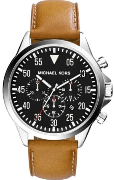 Buy Shop Michael Kors Gage Chronograph Quartz Black Dial Brown Leather Strap Watch For Men - MK8333 USA Online