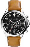 Buy Shop Michael Kors Gage Chronograph Quartz Black Dial Brown Leather Strap Watch For Men - MK8333 USA Online