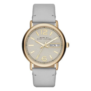 Buy Shop Marc Jacobs Fergus Grey Dial Grey Leather Strap Watch for Women - MBM8654 USA Online