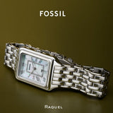 Fossil Raquel Three Hand Date White Dial Silver Steel Strap Watch for Women - ES5221