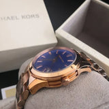 Buy Shop Michael Kors Runway Blue Dial Rose Gold Stainless Steel Strap Watch for Women - MK7065 USA Online