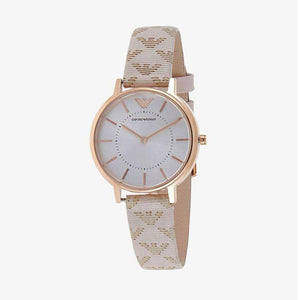Buy Shop Emporio Armani Classic White Dial Beige Leather Strap Watch For Women - AR11008 USA Online