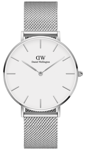 Buy Shop Daniel Wellington Petite Sterling Quartz White Dial Silver Mesh Bracelet Watch For Men - DW00100306 USA Online