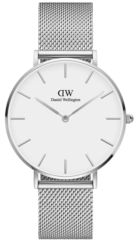 Buy Shop Daniel Wellington Petite Sterling Quartz White Dial Silver Mesh Bracelet Watch For Men - DW00100306 USA Online