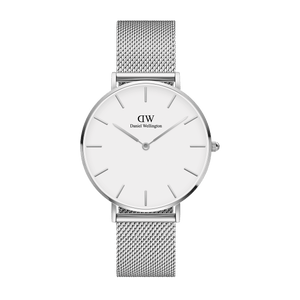 Buy Shop Daniel Wellington Petite Sterling White Dial Silver Mesh Bracelet Watch For Women - DW00100220 USA Online