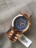 Buy Shop Michael Kors Runway Stop Hunger Quartz Blue Dial Rose Gold Steel Strap Watch For Men - MK8358 USA Online