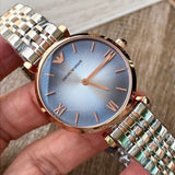 Buy Shop Emporio Armani Gianni T Bar Grey Dial Two Tone Stainless Steel Watch For Women - AR1725 USA Online