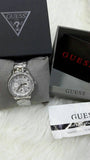 Buy Shop Guess Enchanting Diamonds Silver Dial Silver Steel Strap Watch for Women - W0305L1 USA Online