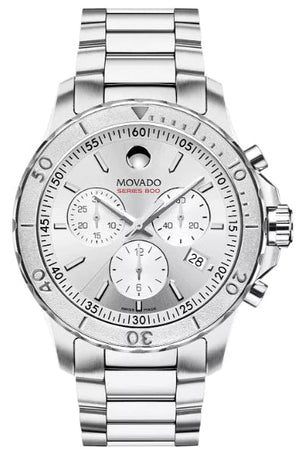 Buy Shop Movado Series 800 Chronograph Silver Dial Silver Steel Strap Watch For Men - 2600111 USA Online
