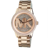 Michael Kors Ritz Analog Crystals Silver Dial Rose Gold Steel Strap Watch for Women - MK6863