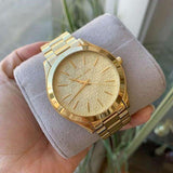 Buy Shop Michael Kors Slim Runway Gold Dial Gold Steel Strap Watch for Women - MK3335 USA Online