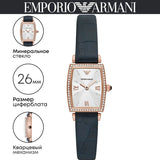 Buy Shop Emporio Armani Gianni T Bar Crystals Silver Dial Blue Leather Strap Watch For Women - AR11469 USA Online