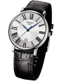 Buy Shop Tissot Carson Premium Silver Dial Black Leather Strap Watch For Men - T122.410.16.033.00 USA Online