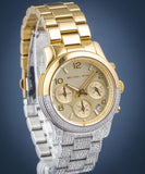 Buy Shop Michael Kors Runway Chronograph Gold Dial Two Tone Steel Strap Watch For Women - MK7329 USA Online