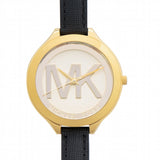 Buy Shop Michael Kors Slim Runway Quartz Gold Dial Black Leather Strap Watch For Women - MK2392 USA Online