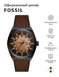 Buy Shop Fossil Everett Automatic Analog Black Dial Brown Leather Strap Watch for Men - ME3207 USA Online