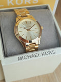 Buy Shop Michael Kors Mini Runway Slim Gold Dial Gold Steel Strap Watch for Women - MK3512 USA Online