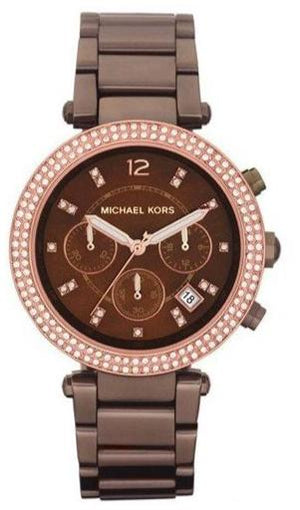 Buy Shop Michael Kors Parker Chronograph Brown Dial Brown Steel Strap Watch For Women - MK5578 USA Online