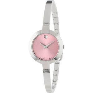 Buy Shop Movado Bela Museum Pink Dial Silver Steel Strap Watch For Women - 0606596 USA Online