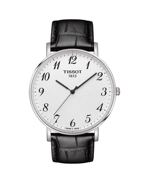 Buy Shop Tissot Everytime Large White Dial Black Leather Strap Watch For Men - T109.610.16.032.00 USA Online