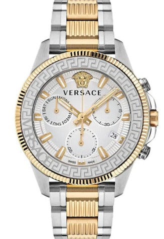 Buy Shop Versace Greca Action Chronograph Quartz Silver Dial Two Tone Steel Strap Watch for Men - VE3J00522 USA Online