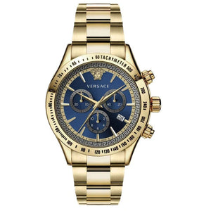 Buy Shop Versace Classic Chronograph Quartz Blue Dial Gold Steel Strap Watch For Men - VEV700619 USA Online