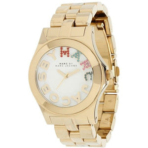 Marc Jacobs Rivera White Dial Gold Steel Strap Watch for Women - MBM3137