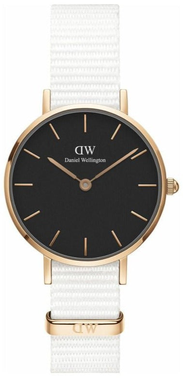 Buy Shop Daniel Wellington Classic Petite Dover Black Dial White NATO Strap Watch For Women - DW001000314 USA Online