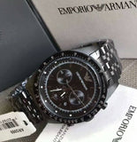 Emporio Armani Tazio Chronograph Black Dial Black Steel Strap Watch For Men - AR5989