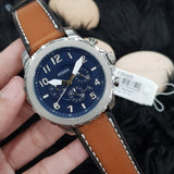 Buy Shop Fossil Bowman Chronograph Blue Dial Brown Leather Strap Watch for Men - FS5602 USA Online