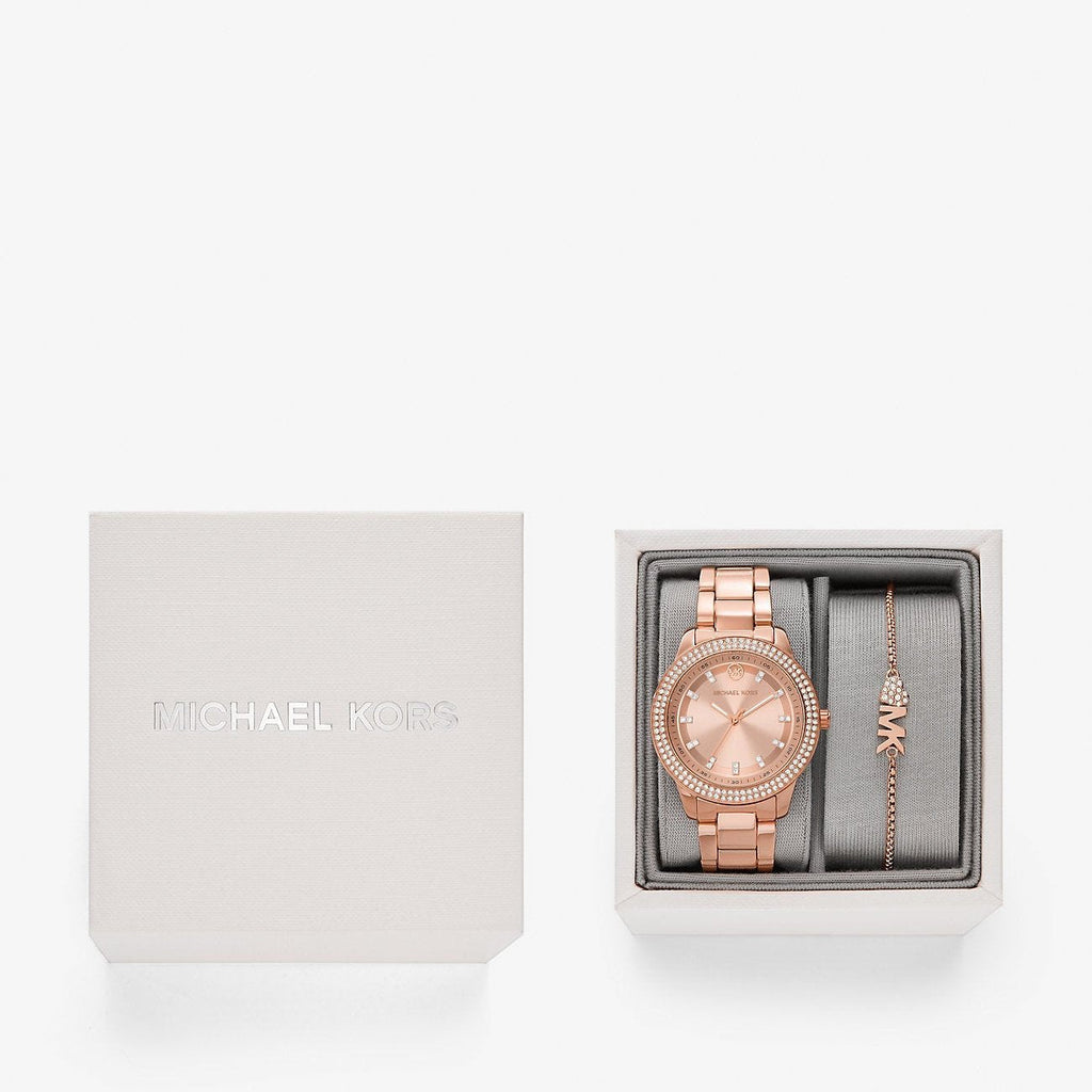 Buy Shop Michael Kors Tibby Pave Rose Gold Dial Rose Gold Steel Strap Watch for Women - MK1058 USA Online