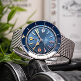 Buy Shop Breitling Superocean Heritage '57 Special Edition II Blue Dial Silver Mesh Bracelet Watch for Men - A103702A1C1A1 USA Online
