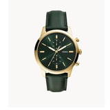 Fossil Townsman Chronograph Green Dial Green Leather Strap Watch for Men - FS5599