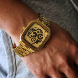 Buy Shop Fossil Inscription Automatic Skeleton Black Dial Gold Steel Strap Watch for Men - BQ2573 USA Online