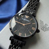 Buy Shop Emporio Armani Gianni T Bar All Black Diamond Dial Watch For Women - AR11245 USA Online