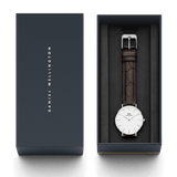 Buy Shop Daniel Wellington Classic Petite York White Dial Brown Leather Strap Watch For Women - DW00100244 USA Online