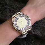 Buy Shop Marc Jacobs Henry Transparent Gold Dial Gold Steel Strap Watch for Women - MBM3206 USA Online