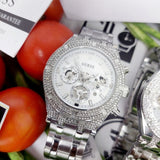 Buy Shop Guess Multi Function Diamonds Silver Dial Silver Steel Strap Watch For Men - GW0455G1 USA Online