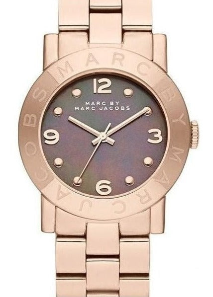 Buy Shop Marc Jacobs Amy Mother of Pearl Black Dial Rose Gold Steel Strap Watch for Women - MBM8610 USA Online