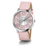 Buy Shop Guess Dahlia Analog Silver Dial Pink Leather Strap Watch for Women - GW0529L1 USA Online