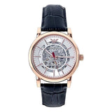 Buy Shop Emporio Armani Meccanico Silver Dial Blue Leather Strap Watch For Men - AR60009 USA Online