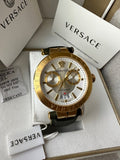 Versace Aion Chronograph White DIal Green Leather Strap Watch for Men - VBR020017