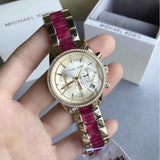 Buy Shop Michael Kors Ritz Chronograph Gold Dial Two Tone Steel Strap Watch For Women - MK6517 USA Online