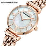 Buy Shop Emporio Armani Gianni T Bar Mother of Pearl Rose Gold Stainless Steel Strap Watch For Women - AR1909 USA Online