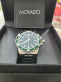 Movado Series 800 Green Dial Silver Steel Strap Watch For Men - 2600136