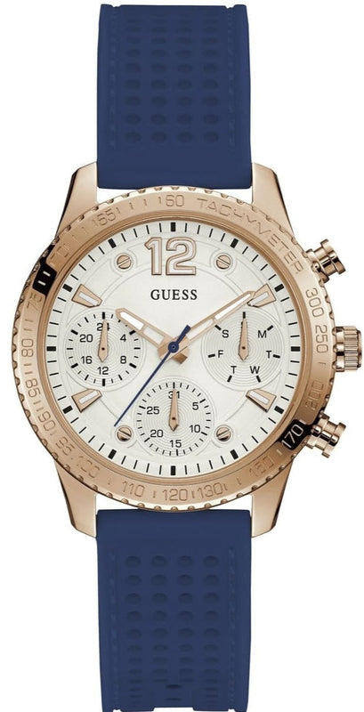 Buy Shop Guess Marina Multifunction White Dial Blue Rubber Strap Watch for Women - W1025L4 USA Online