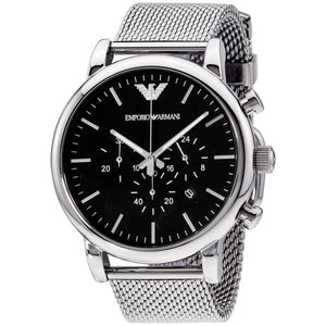 Buy Shop Emporio Armani Classic Chronograph Black Dial Silver Mesh Bracelet Watch For Men - AR1808 USA Online