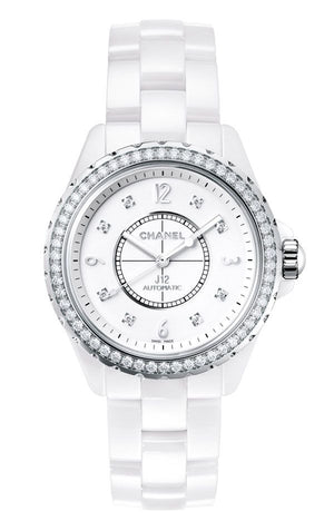 Buy Shop Chanel J12 Diamonds Quartz White Dial White Steel Strap Watch for Women - J12 H2572 USA Online